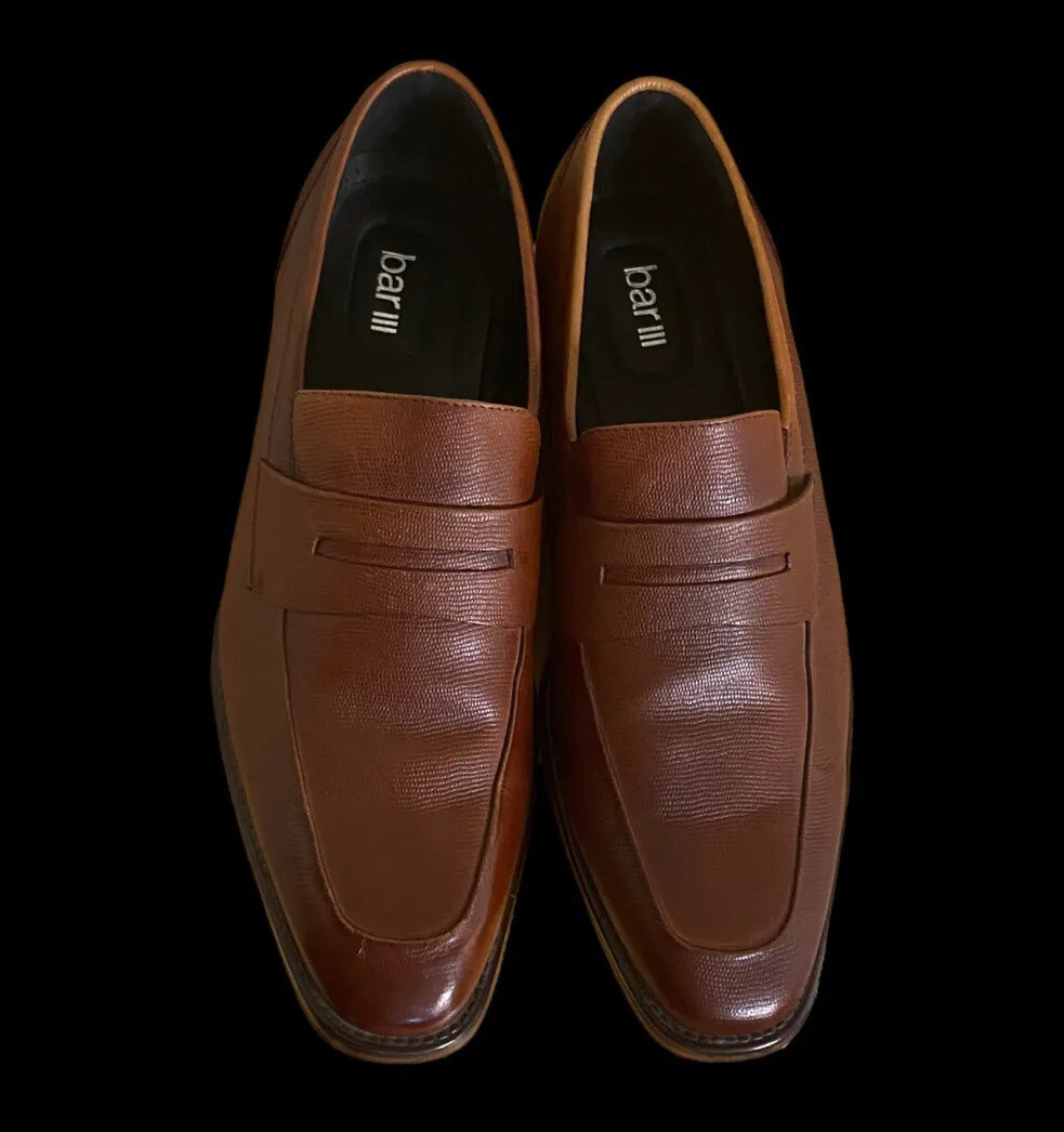 Leather Penny Loafers Size 11.5 Bar III 3 Tan Moc Slip On | eBay