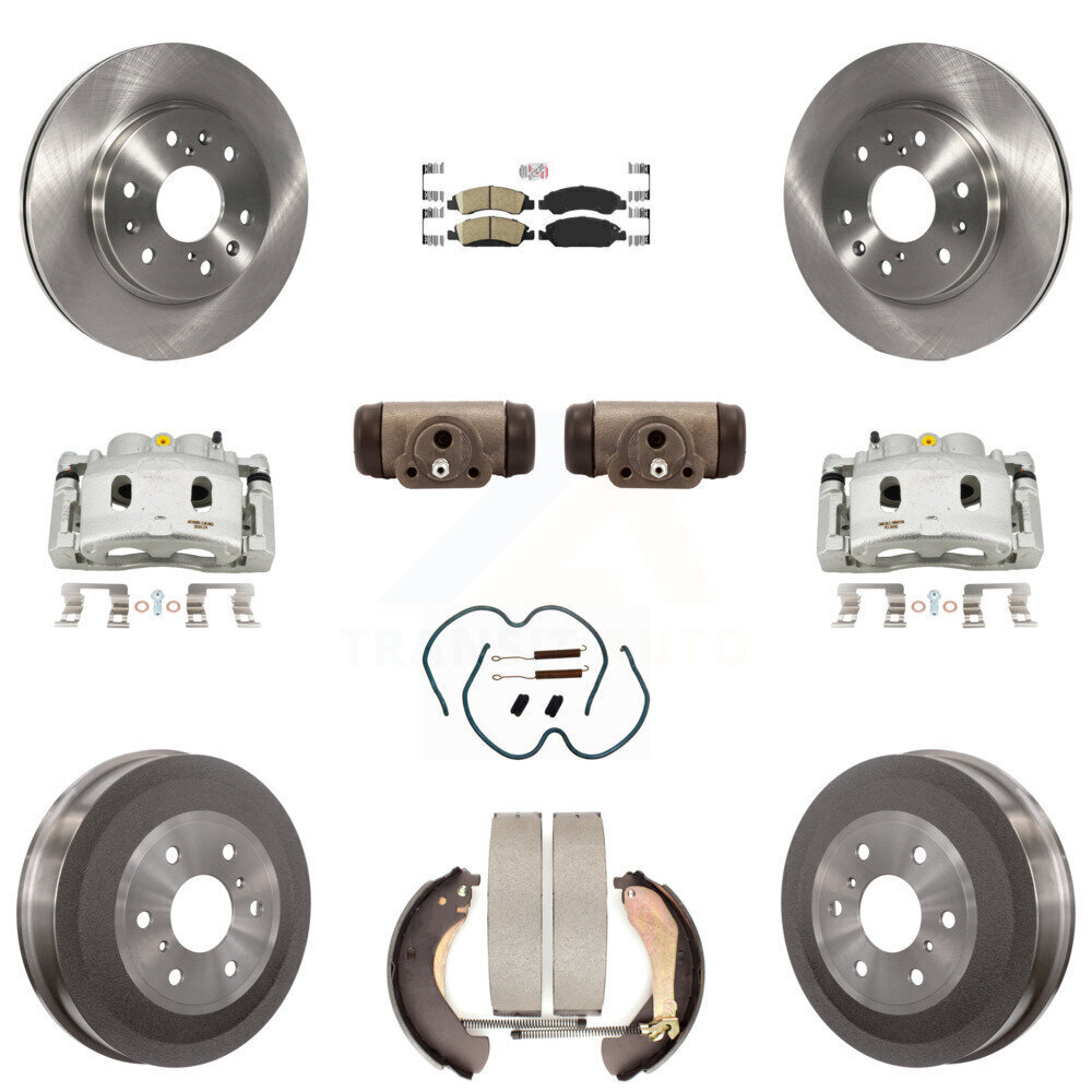 Upgrade your vehicle with a high-performance Front and Rear Brake Caliper Rotor Drum Ceramic Pad Shoe Cylinder Hardware Kit for enhanced safety and durability