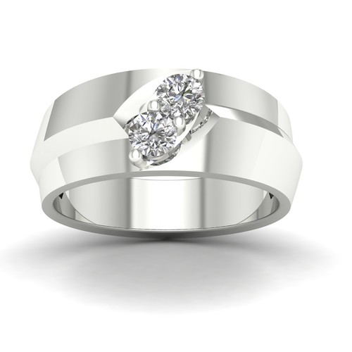 1/2Ct Diamond Wedding Band Ring Size 8 in 10k White Gold (Color H-I, Clarity I2) - 第 1/4 張圖片
