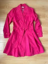 Bnwot Kaliko Bright Pink Cotton/linen Blend Mac Coat Trench Size 10 Rrp £99