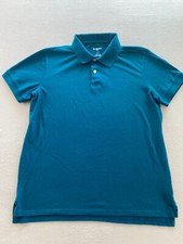 Goodfellow Co Polo Shirt Mens Large Blue Collar Short Sleeve Stretch Slit Button