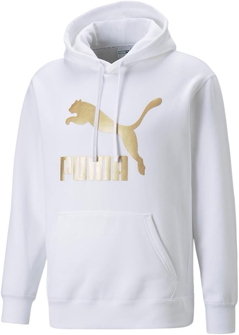 Puma Large Metallic White Gold Hoodie NWT