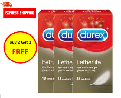 Durex Fetherlite Lubricated Condoms 18PCS ,Express Shipping Buy 2 FREE 1