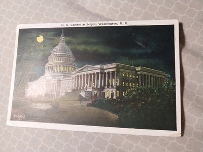Post Card Us Capitol At Night Washington DC Used 1935