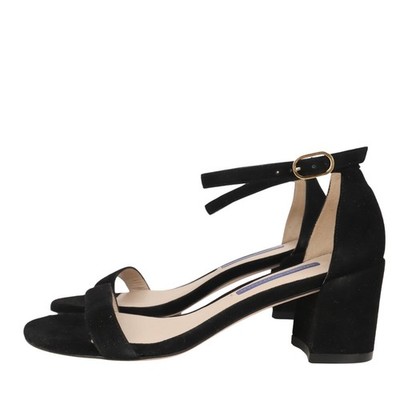 Stuart Weitzman Damen Schuhe Sandalen Gr. 36 Schwarz Leder Sommer Sandaletten