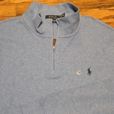 Polo Ralph Lauren Sweater Mens XXL 2XL Estate Rib Blue 1/4 Zip Pullover NEW