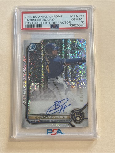 2022 Bowman Chrome Autographs Jackson Chourio Speckle /299 PSA 10