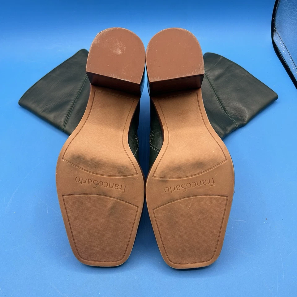 Franco Sarto Boots Womens 10M L Stevie Mid Calf Green Leather Zip Heels Pull On - Image 3 of 4
