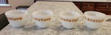 NEW Vintage Pyrex Coffee Tea Mugs Cups Milk Glass Butterfly Handle Gold Set of 4
