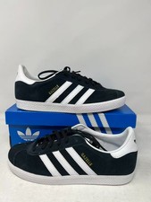 adidas Gazelle Core Black Cloud White Gold Metallic GS Size 5.5