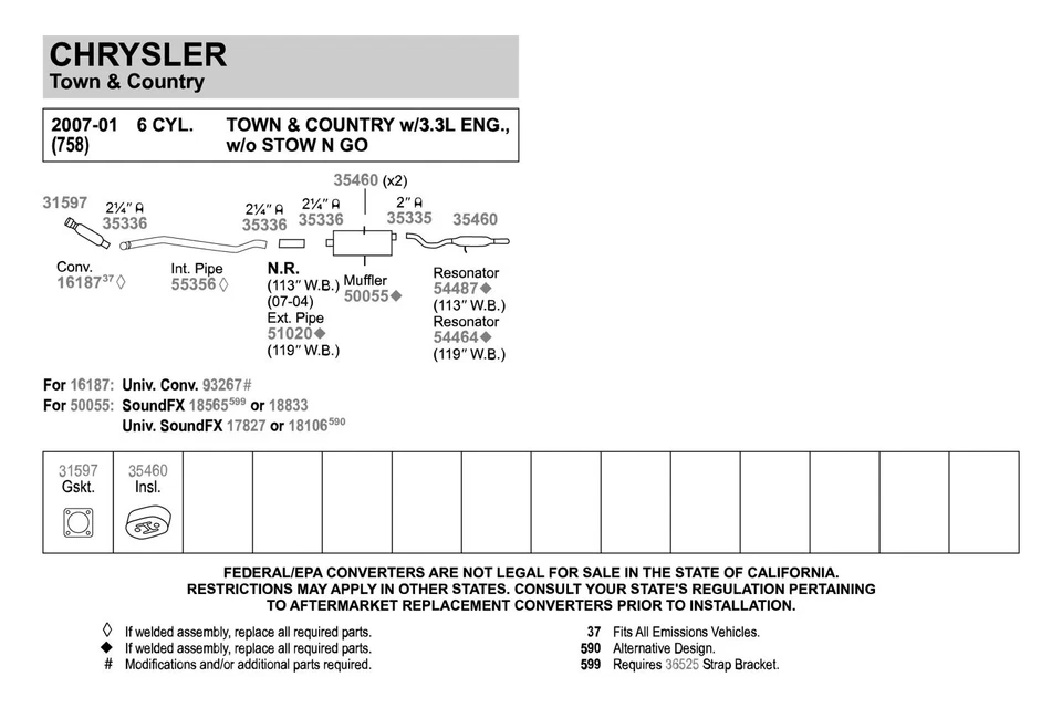 For Dodge Grand Caravan 01-05 Walker Aluminized Steel Exhaust Intermediate Pipe — 第 2/4 张图片