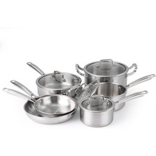 10-Piece Tri-Ply Stainless Steel Cookware Set with Lids Premium Pots & Pans Set