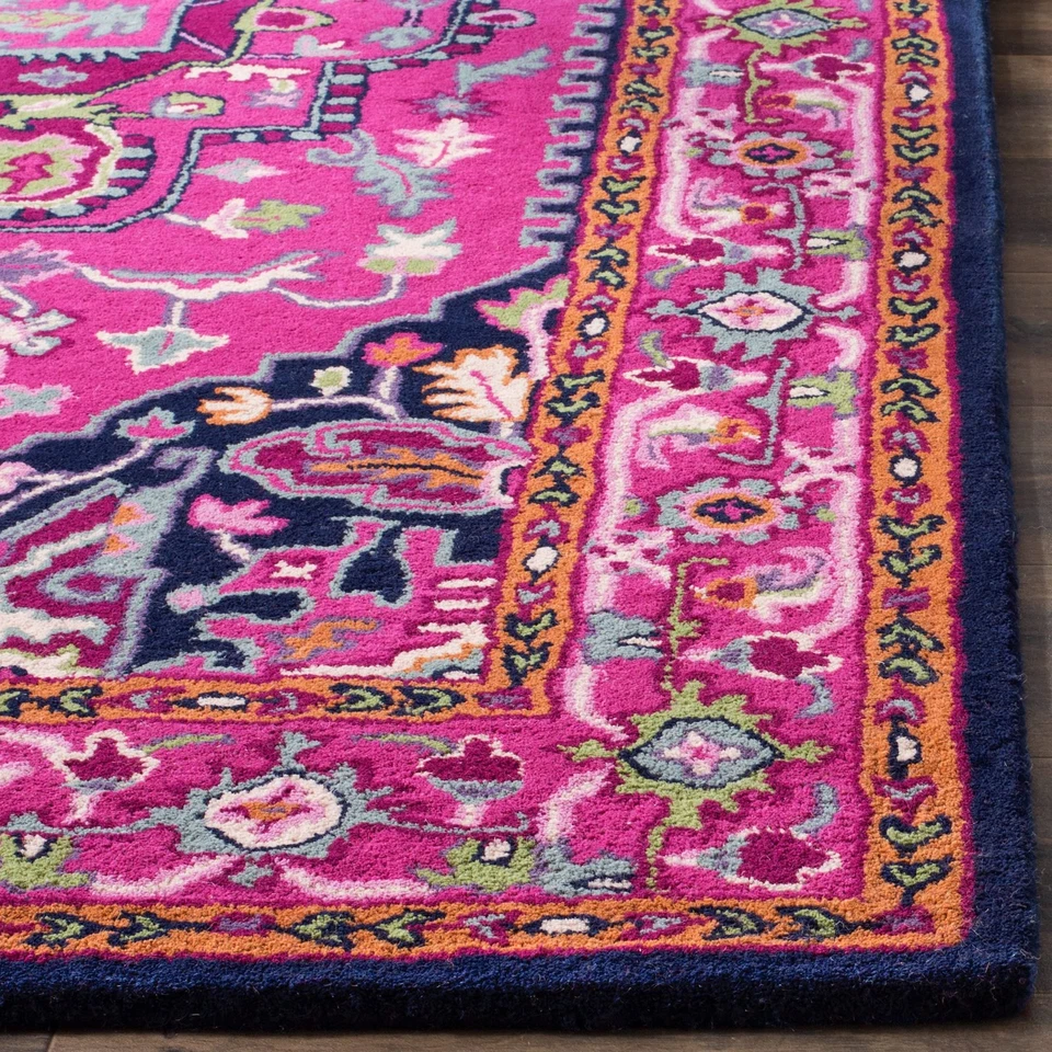 Colección Bellagio 6' x 9' Rosa/Azul Marino BLG541C Medallón Hecho a Mano Premium Wo... Foto 3 de 4