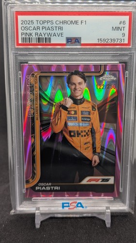 2025 Topps Chrome F1 Oscar Piastri Pink RayWave Refractor #122/250 McLaren PSA 9