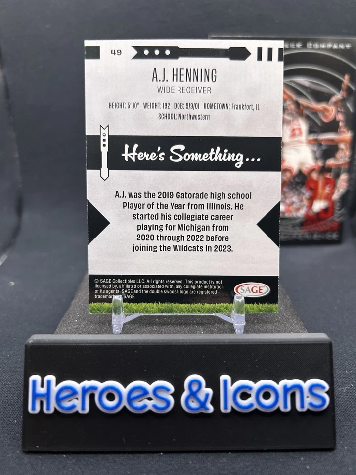 2025 Sage A.J. Henning #49 Northwestern Wildcats Miami Dolphins 🚨 - Image 2 of 2