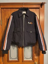 Vintage FedEx Bomber Jacket Large Made In USA Missing Hood, CLEAN CONDITION!!