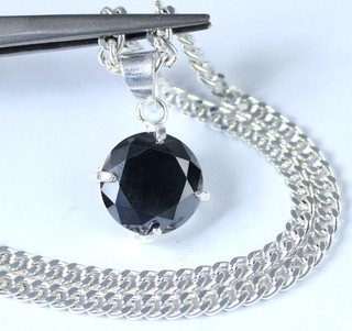 Colgante solitario de diamantes talla redonda negro de 8 50 quilates regalo de buena suerte