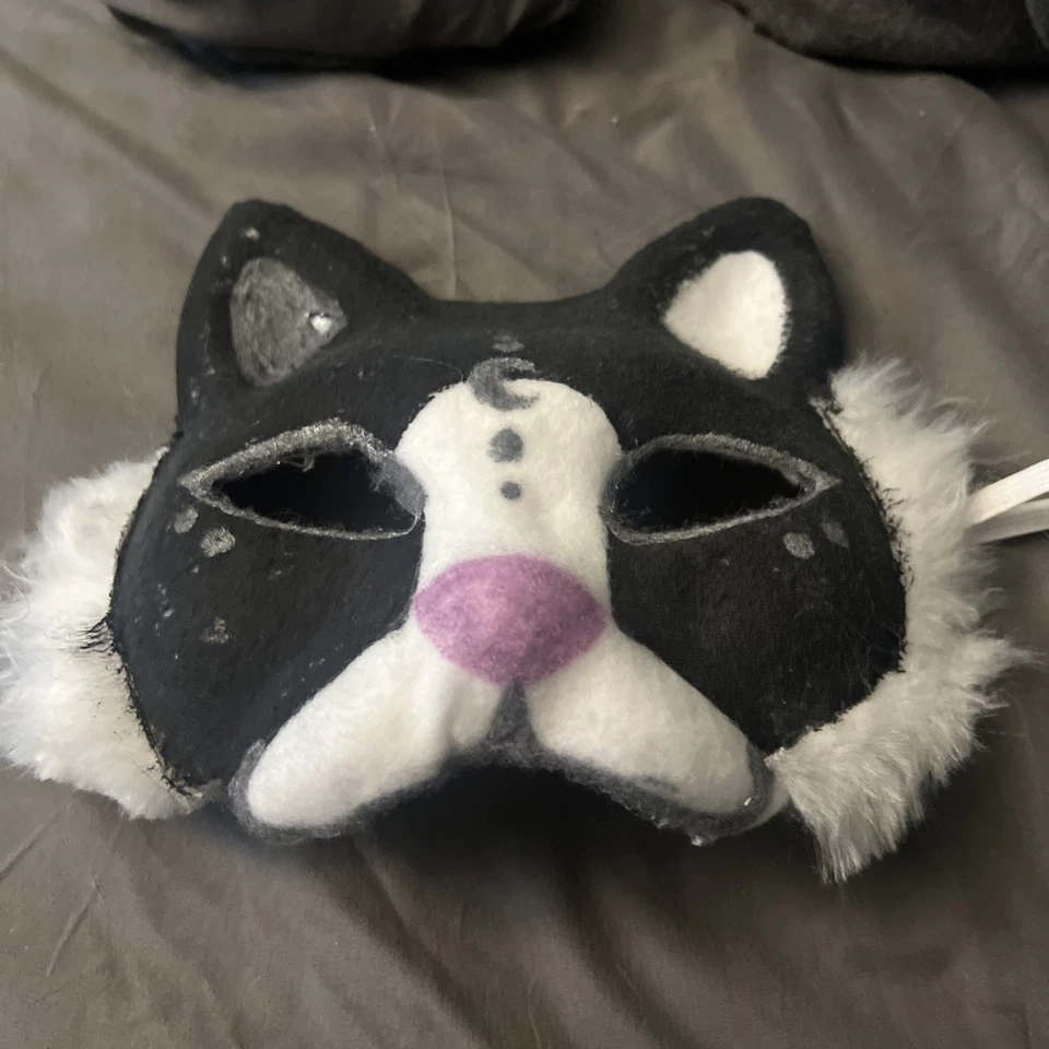 Halloween Therian Cat Mask-black And White Moon Cat - Image 2 of 4