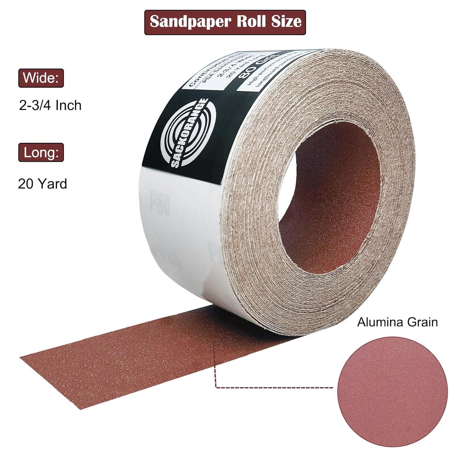 400 Grit PSA Longboard Sandpaper Roll 2-3/4 Inch Wide 20 Yard 400 Grit, brown 