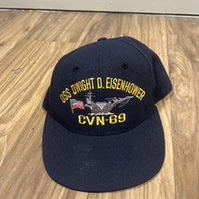 Vintage CAP-10 USS Dwight D. Eisenhower Hat Cap Snap Back One Size Navy USA Made