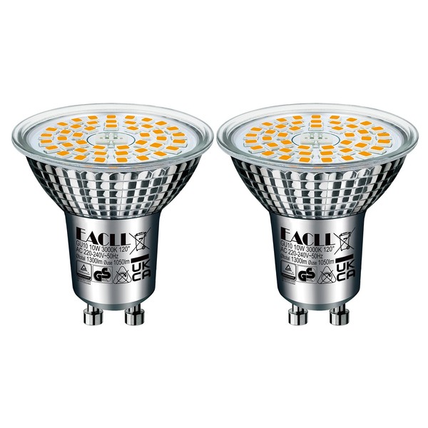 GU10 LED Leuchtmittel Warmweiss Strahler 3000K 1050 Lumen 120 Grad 10W 2Er-Pack-image