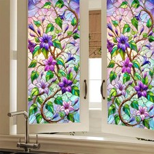 Stained Glass Window Film Floral Vine Window Privacy Film Stained Decals Stat...