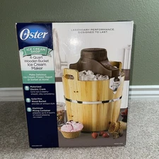 Oster Ice Cream Shop 4-Qt  Wooden Bucket Ice Cream Maker Machine New In Open Box