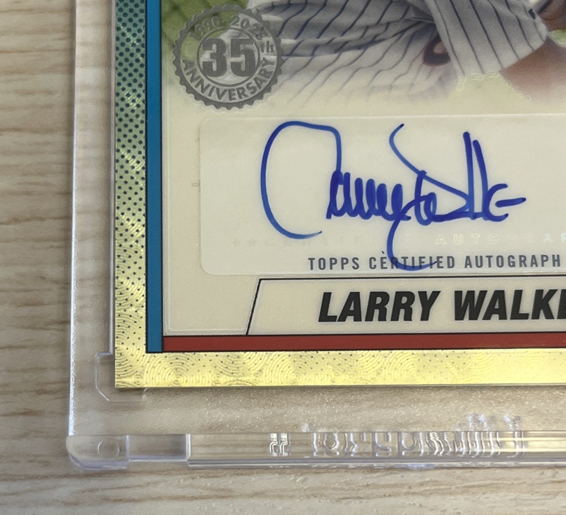 2025 Topps Baseball Larry Walker 1990 Style 90CA-LW Chrome Superfractor Auto 1/1 view 2