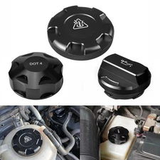 Brake Fluid Cap & Oil Filler Cap & Coolant Reservoir Cap For VW For Audi - Black