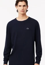 Lacoste Sleepwear Men's Dark Blue Waffle Knit Long Sleeve Lounge Shirt XL
