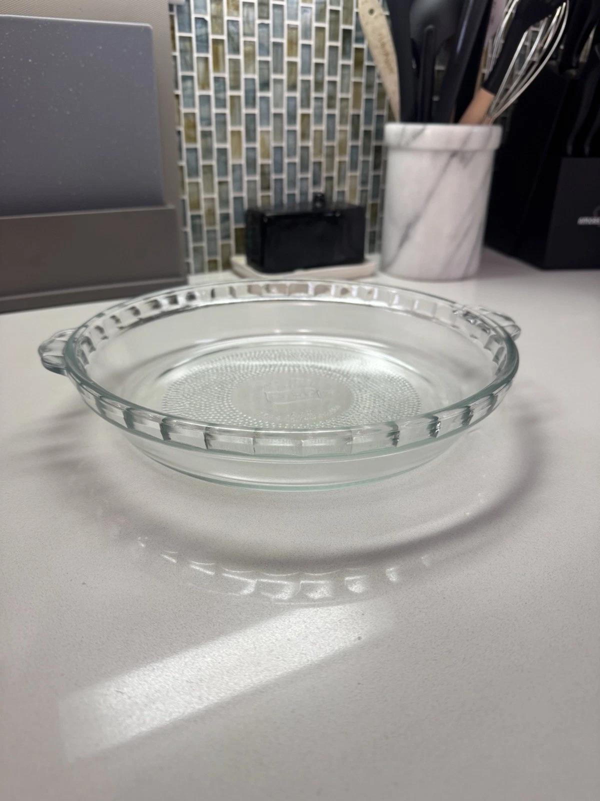 Vintage Glasbake Glass 10" Pie Plate J2610 USA