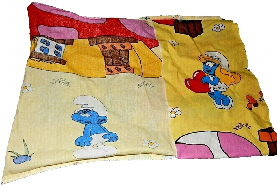 Mini funda de almohada de algodón para cama de niño pequeño 5G vintage pitufos tocador gruñón pesado Foto 3 de 4