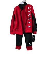 Air Jordan Boy's Track Suit Zip-Up Jacket Pants Black Jumpma Size4 3 4 YRS New