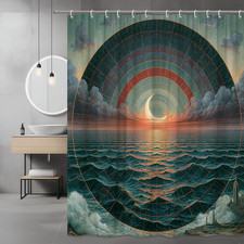 Abstract Ocean Sunset Moon Shower Curtain Graphic Print