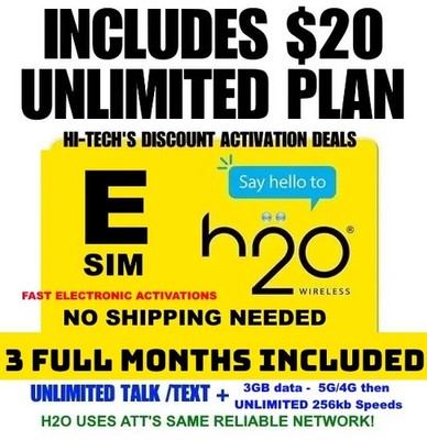 ESIM ACTIVATION    PORT your # H2O wireless DISCOUNT!    YOU GET 3 MONTHS!