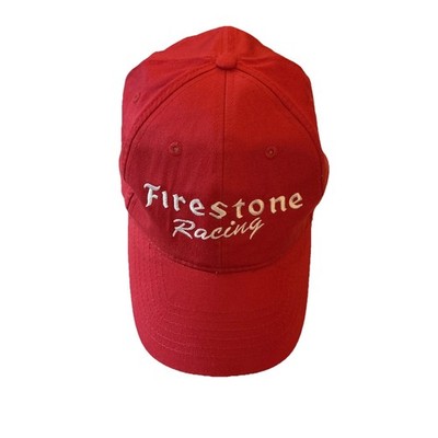 Firestone Racing Red Ball Cap Snapback One Size Cotton Hat White Embroidery