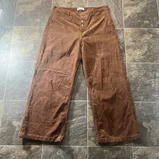 Gap Corduroy Pants Womens 34/ 18R High Rise Stride  Wide Leg Button Fly