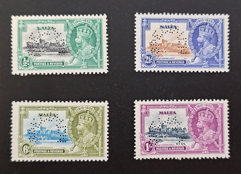 Malta 1935 KGV Silver Jubilee set SG 210-213. Sc 184-187 Perf Specimen £280