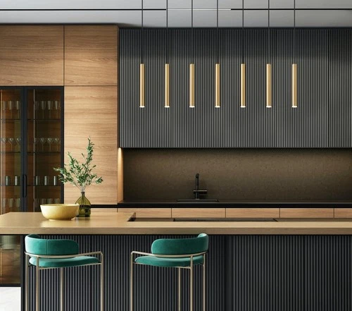 Z-Lite 919MP12-7L-LED Forest 54"W Linear Chandelier - Gold - Picture 4 of 12