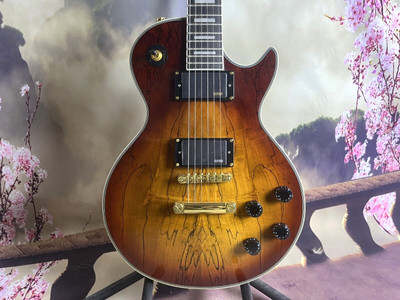 Vintage Sunburst LP Electric Guitar Spalted Maple Top EMG pickup Gold hardware