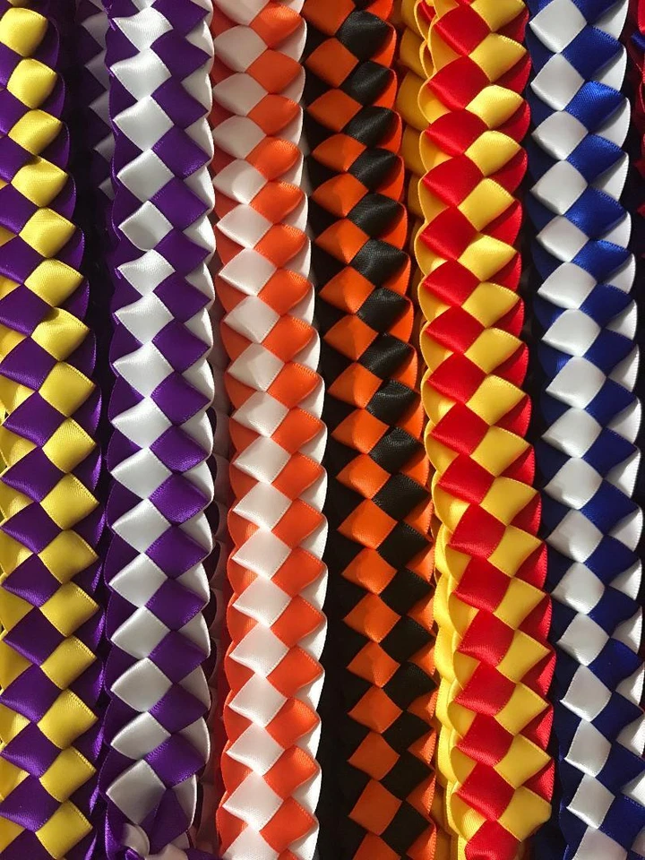 Graduation Ribbon Lei Class of 2026 Pick 2 COLORS w/Flower/Cap/Gown Origami Lei - Image 3 of 4