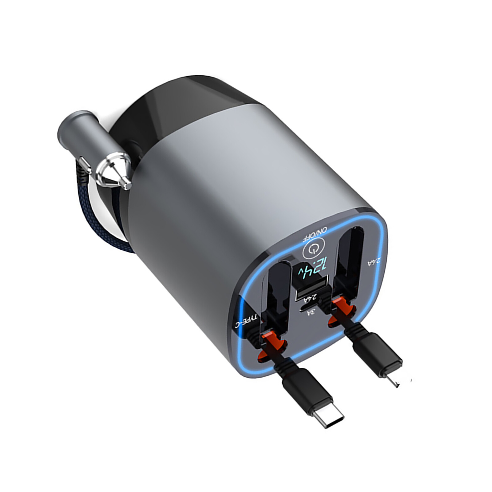 100W Retractable Fast Charging Car Adapter for Phones & Devices  