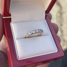 0.75 Ct Round Diamond Women's Wedding Band Five Stone Ring 14k Yellow Gold Over