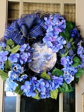  Everyday Deco Mesh Wreath Navy Blue HYDRANGE...