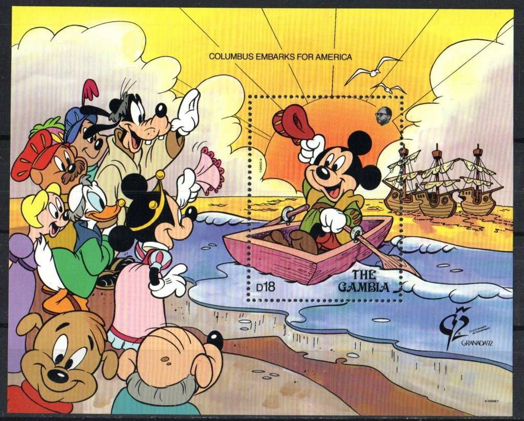 Gambia Stamp 1231 - Mickey Mouse as Columbus | eBay