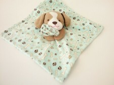 Little Miracles Puppy Dog Security Baby Blanket Mint Green Dog Bones Print Brown