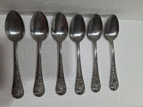 6 Cambridge Stainless Cabela's DEER TABLESPOONS Stainless Satin - Picture 2 of 2