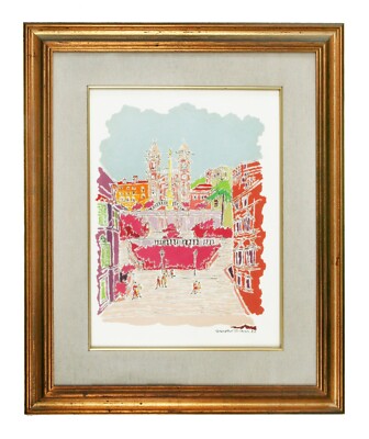 Roma, Trinita dei Monti /Spanish Steps, Acrylic on Canvas, Artist Signed, 1986