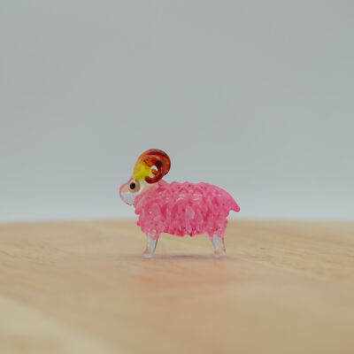 Tiny Pinky Sheep Miniature Art Handmade Farmer Animal Collectible Gift Decor