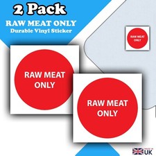 2x Raw Meat Only - Allergen Kitchen Stickers - Colour Coded Chopping Board Sign